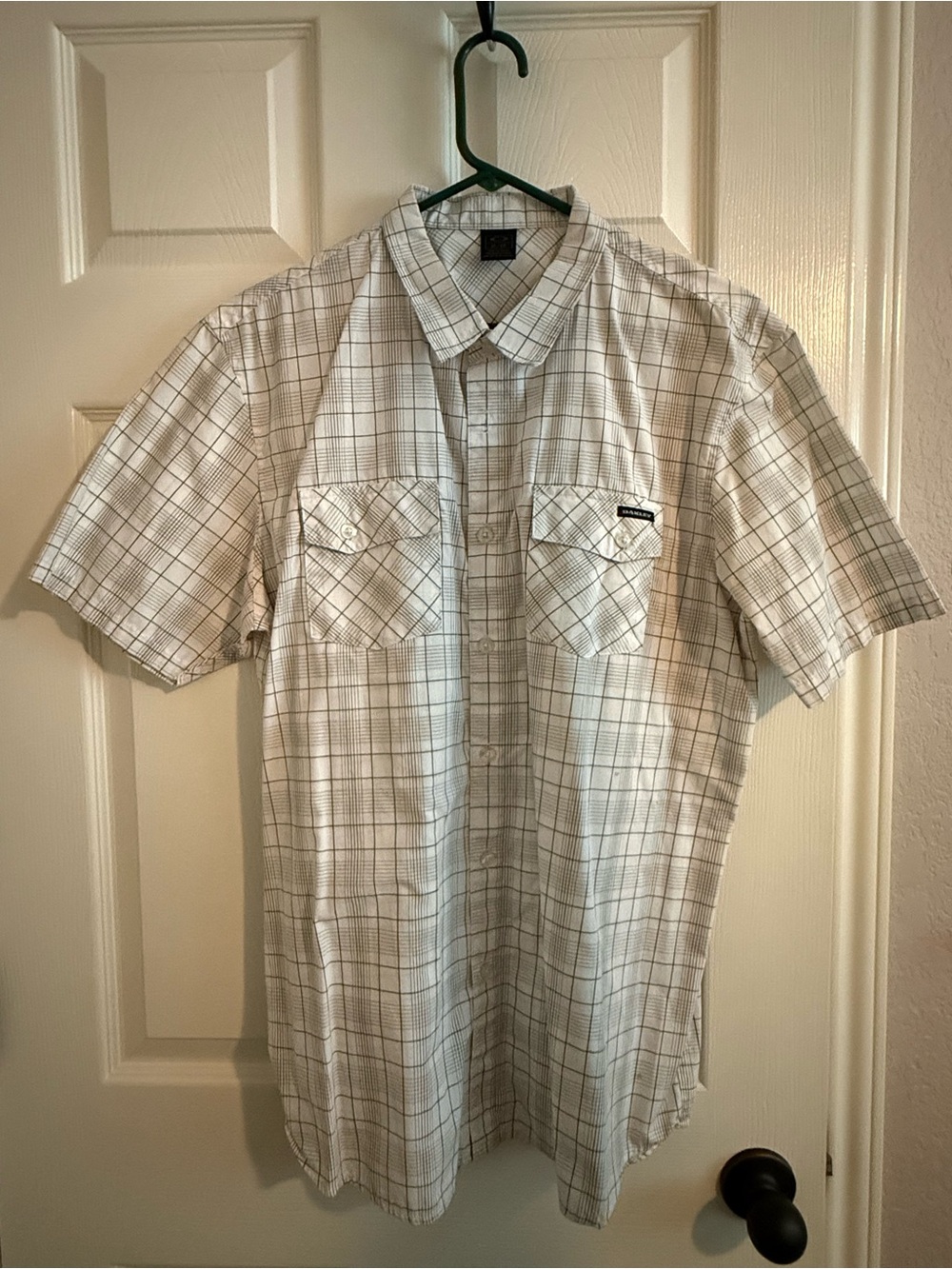 Oakley Men’s Short-Sleeve Plaid Button-Down Shirt - White & Gray